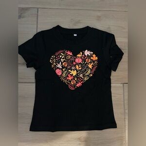 NEW Black Fall Heart Girl Harvest Short Sleeve T-Shirt 4T